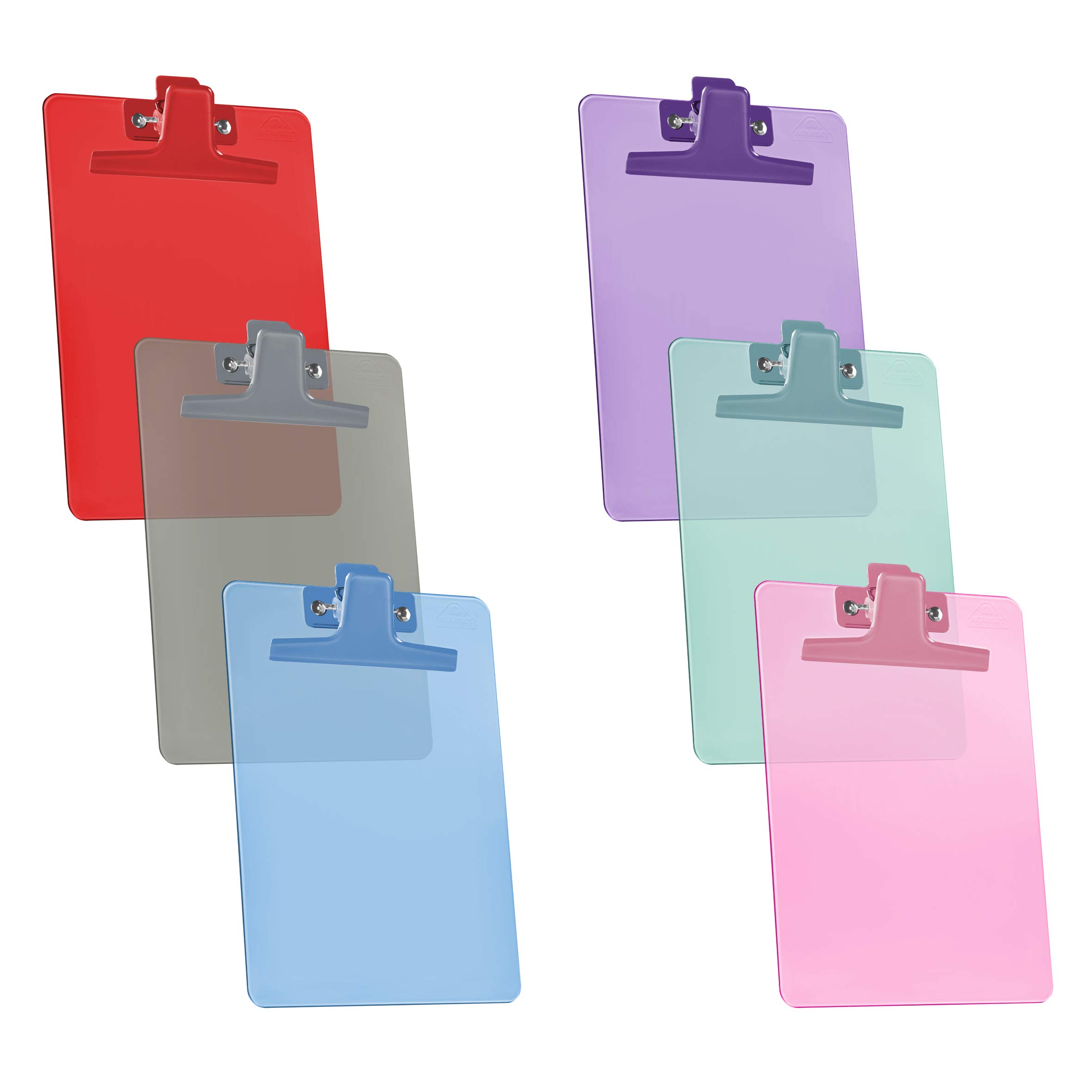 Acrimet Clipboard Memo Size A5 (23,5 cm x 16 cm) Premium Metal Clip (Plastic) (Assorted Color) (6 Pack)