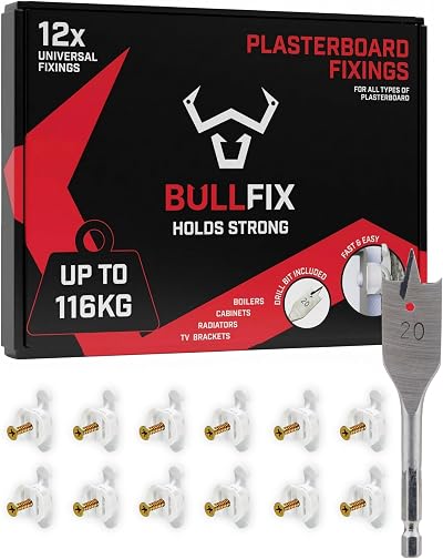 Bullfix Universal Plasterboard Fixings Heavy Duty 12 Pack 116kg