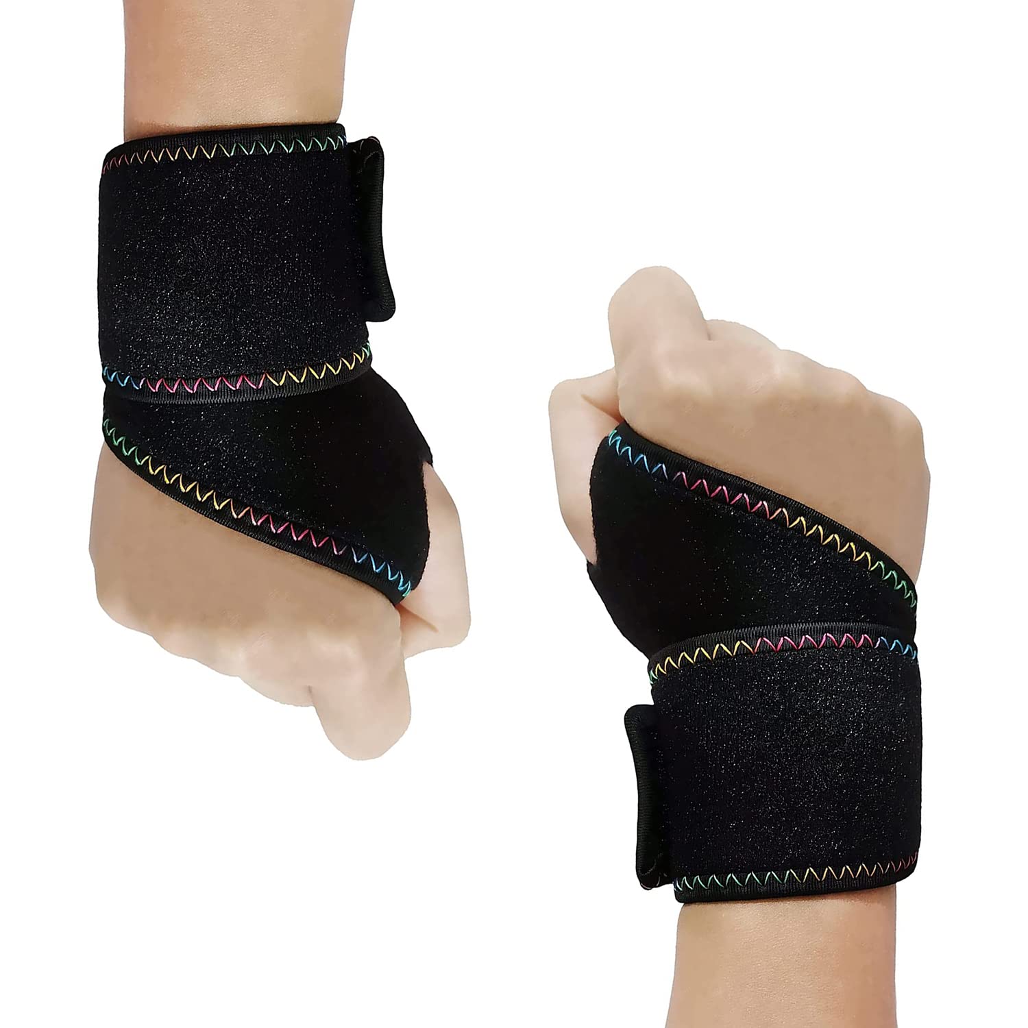 CGBOOM 2 Pack Wrist Support Brace, Adjustable Wrist Strap Reversible Wrist Brace Strap for Fitness, Weightlifting– Fits Right and Left Hand