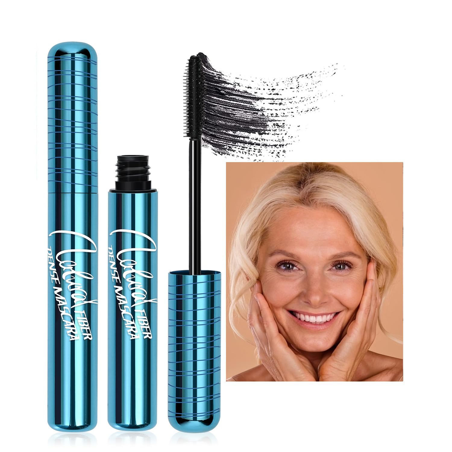 Photo 1 of 2 Pack Mascara for Older Women, Volumizing Waterproof Hypoallergenic Black Mascara for Thinning Lashes & Sensitive Eyes, Smudge-Proof Formula (Pack of 2)