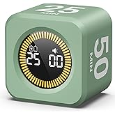 KADAMS Rotating Visual Timer Productivity Pomodoro Cube, 5/10/25/50 Min Countdown Customizable Stopwatch Silent Mode – Ideal 