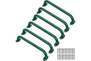 SELEWARE 6-Pack 17-Inch Green Metal Playground Safety Handles – Heavy-Duty, Non-Slip Grab Bars for Indoor/Outdoor Kids’ Playsets, Swing Sets, Playhouses, Treehouses, Jungle Gyms & Climbing Frames