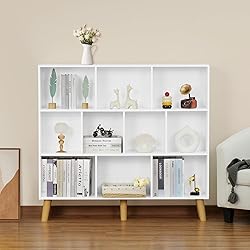 YAHARBO 10 Cube White Bookshelf,3 Tier Book Shelf
