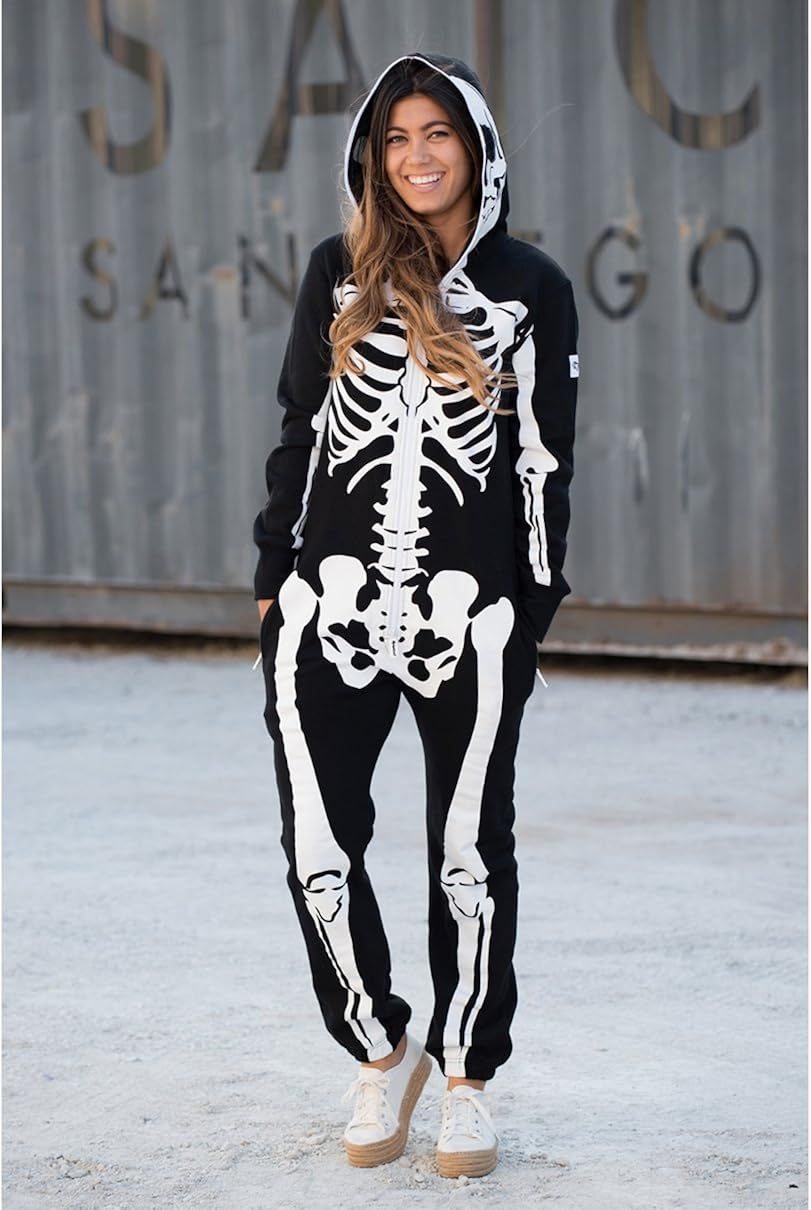 Tipsy Elves' Women's Skeleton Costume - Scary Black and White Halloween Jumpsuit: Clothing