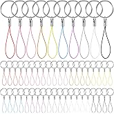 50 Pieces Detachable Nylon Lanyard with Metal Keyring - Cell Phone Strap, Split Ring, Charm Cords for USB Drive, Key ID Card, Badge, Keychain - 10 Colors