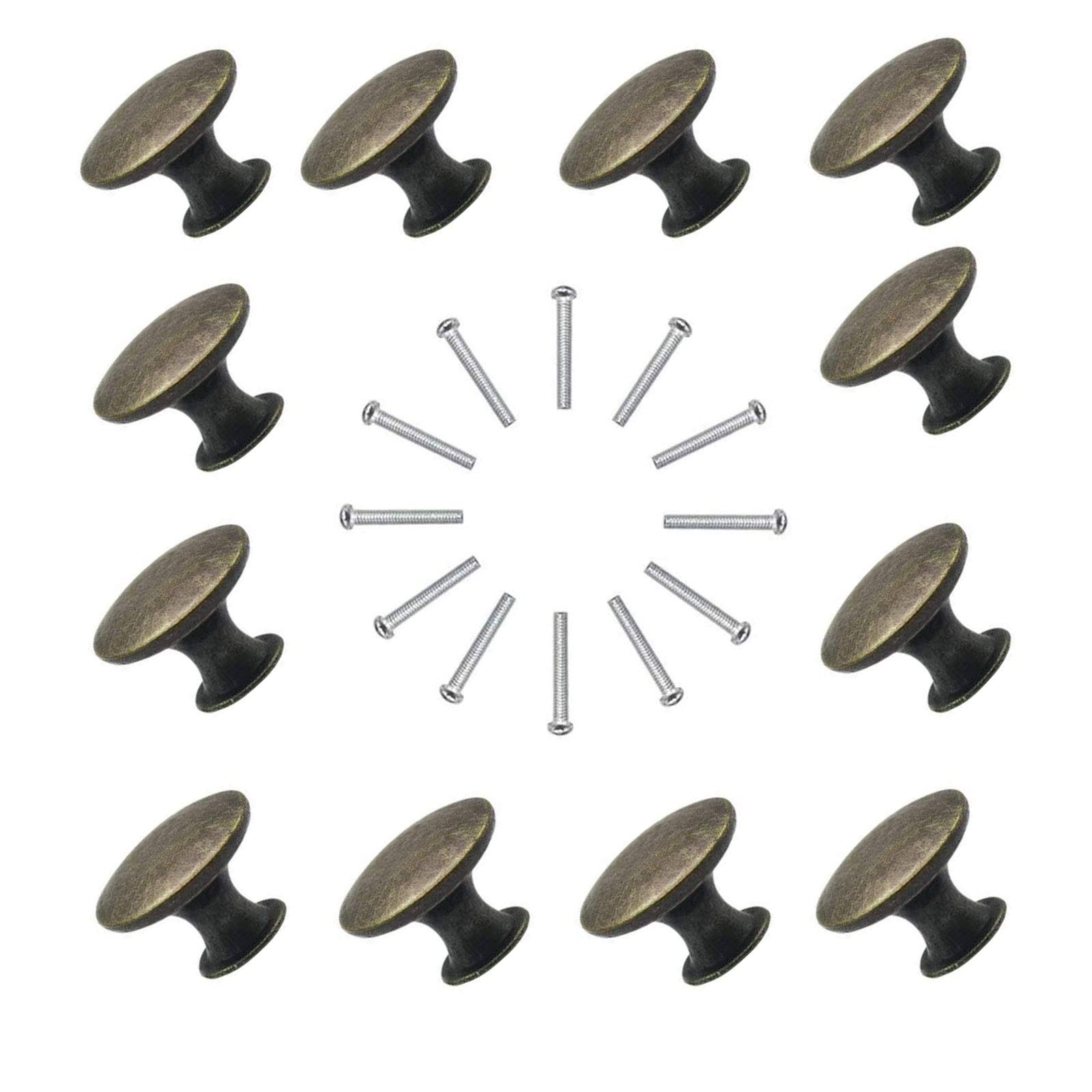 Omenluck 12 Piece Vintage Brass Cabinet Knobs Drawer Knob Cupboard Door Pull Handles for Kitchen Bathroom Bedroom Home Decorating
