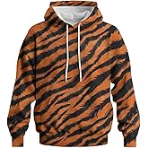 Rebaike Novelty Long Sleeve Hoodie Funny Fashion Tiger Graphic Sweatshirts