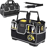 Tool Bag, Ounic 16 Inch BigTool Tote Bag Heavy Duty With Waterproof Molded Base, Wide Mouth Tool Box Organizer with Adjustabl
