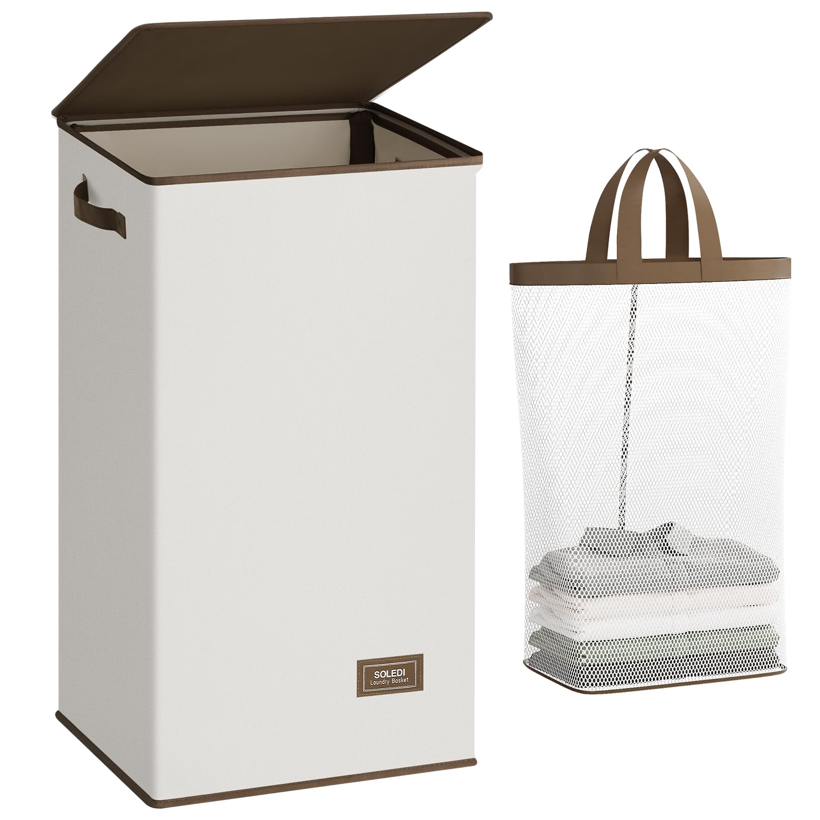 SOLEDI Laundry Hamper with Lid - 100L XL - Large