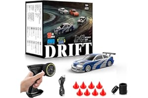 EVERBIGMAI RC Drift car, 1/43 Mini Rc Drift car with Gyroscope, 2.4GHz Full Proportional Remote control Cars, 4WD High Speed Racing with Lights, Racing Tires, Model Cars Gift for Adults, Kids, Boys, Girls