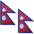 2 PCS AliPlus Nepal Flag Patches Embroidered Tactical Military Morale Patch Applique Fastener Hook and Loop