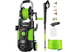 Commowner 4000 PSI Electric Pressure Washer 2024 Newest 4.0 GPM High Power Washer with with 33ft Pressure Hose, 4 Nozzle and Detergent Tank for Cars, Fences, Patio, Upgraded Green