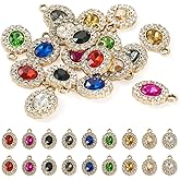 KISSITTY 18Pcs UV Plating Alloy Rhinestone Oval Pendants Crystal Oval Alloy Charms for DIY Necklace Bracelet Earring Jewelry Making Crafts
