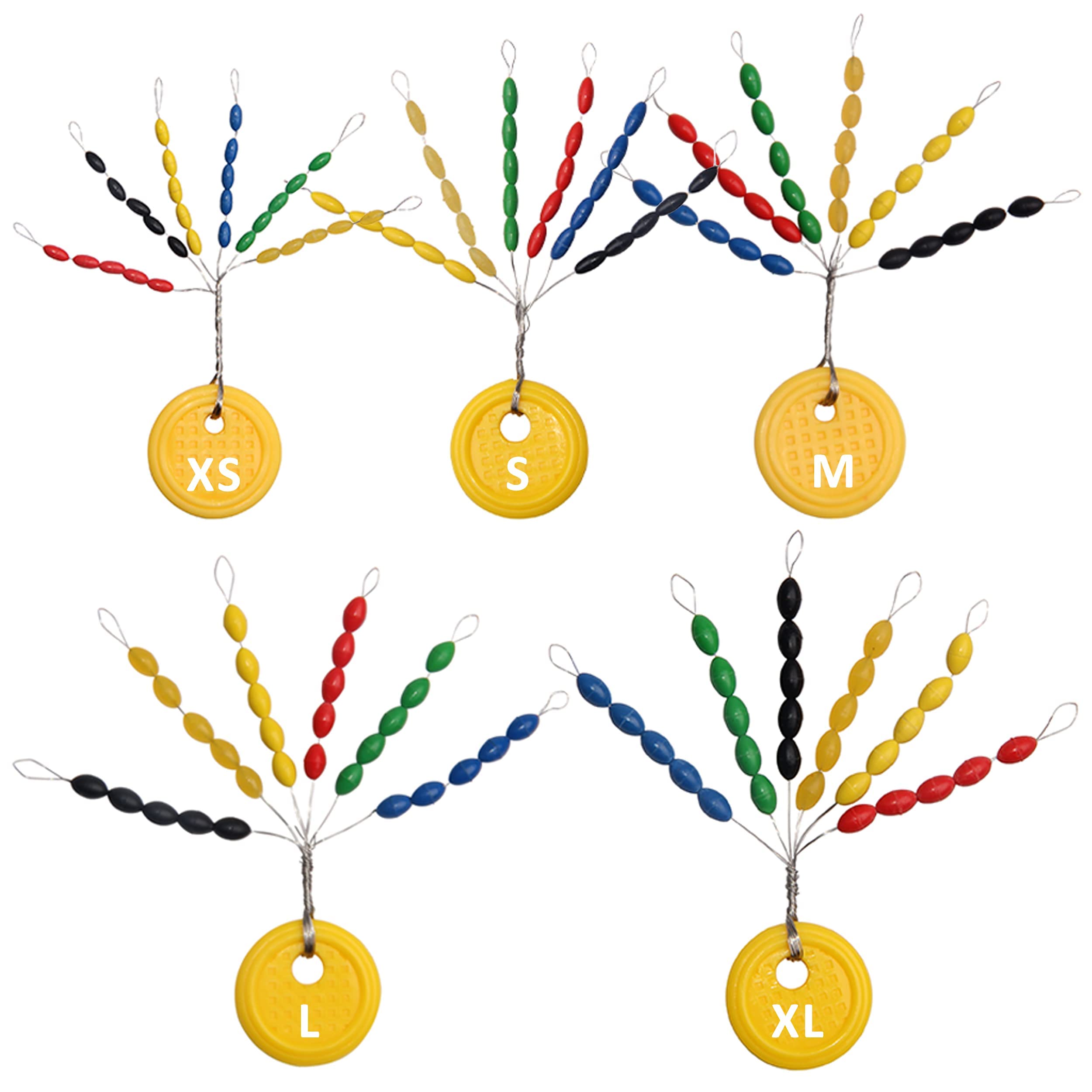 OROOTL 450pcs Bobber Stoppers for Fishing Line, 30 in 1 Oval Floats Rubber Bobber Stops Kit Size XL L M S XS Colored Float Sinker Stops for Crappie Steelhead Catfish Trout Fishing