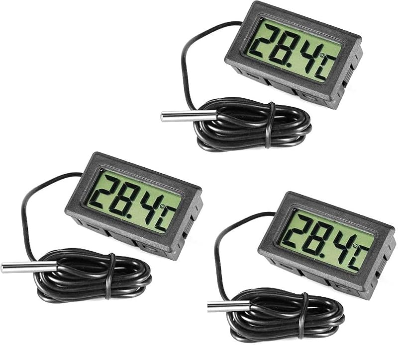 Showay 3x Black Digital Steel Fridge Freezer Thermometer Temperature Monitor