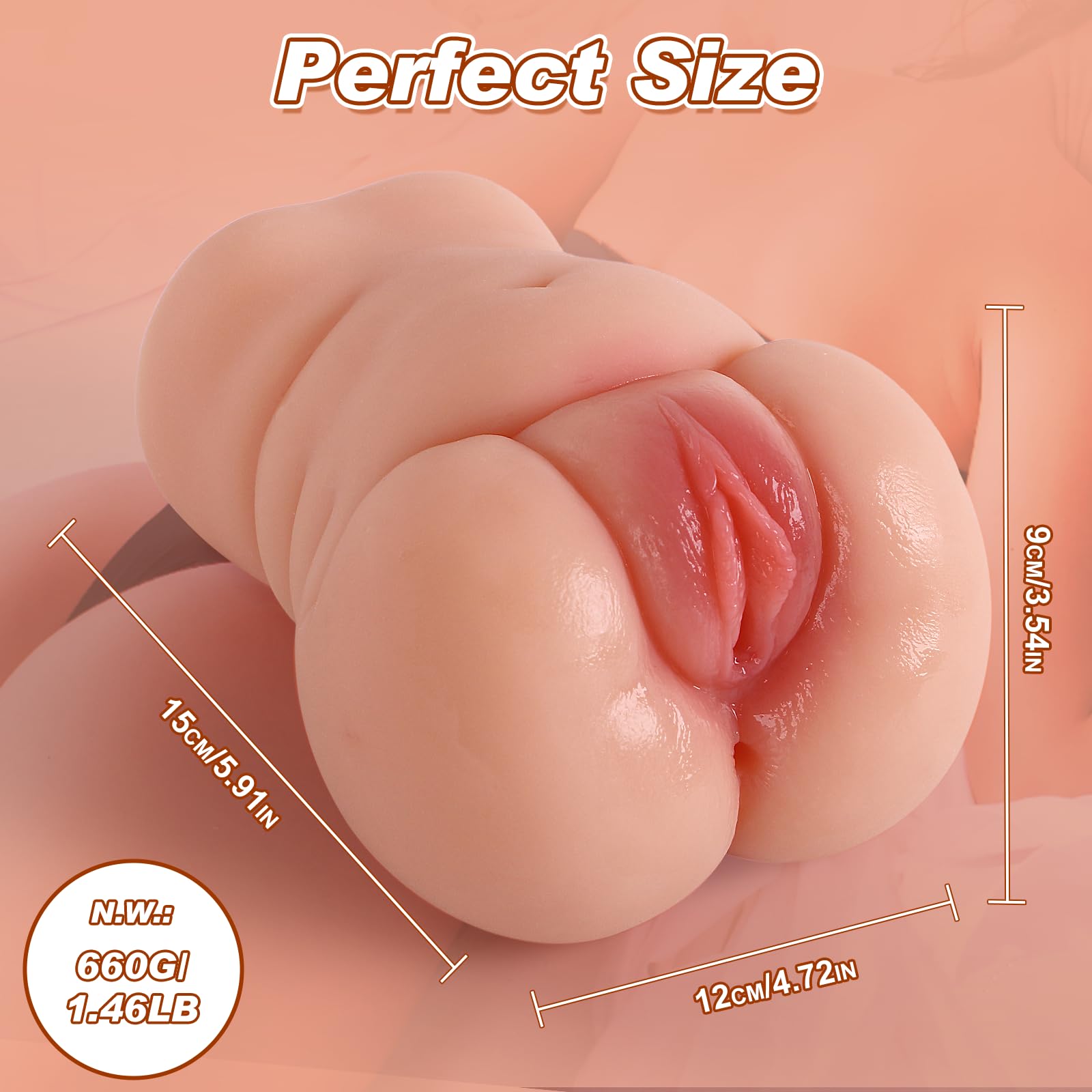 BBW Male Masturbator for Men – Double Channel 3D Vagina & Anal Masturbation Cup Adult Toys Pocket Pussy Penis Stimulation Stroker for Men Masterubaters(1.70LB)