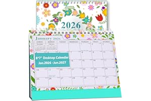 Apeso 2026 Desk Calendar, Small Monthly Desktop Calendar 2026-2027 with Planner Stickers, Standing Flip 18 Month Calendar Jan