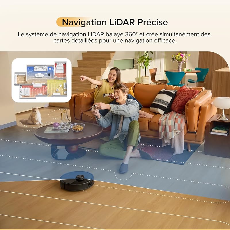 Q7 M5 Set Aspirateur Robot Laveur 10 000 Pa,Noir