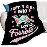 Just A Girl Who Loves Ferrets Throw Blanket Cute Animal Flower Print Blankets Gifts for Couch Sofa Bed Stuff Decor Soft Cozy Fleece Plush Flannel Bedding for Lover Women Girls Kids Adults 40"x50"