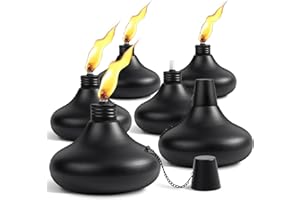 SNOGSWOG Upgraded Tabletop Torches Set of 6, 24oz Citronella Candles for Outdoor, Metal Table Top Torches for Outside, Refillable Torch Lanterns for Patio, Yard, Deck, Garden, Party