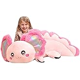 IKASA Giant Axolotl Stuffed Animal Plush Toy,Large Big Jumbo Soft Toys,31.5" Huge Size Cute Plushy Fluffy Fat Plushie,Gifts for Kids Girls