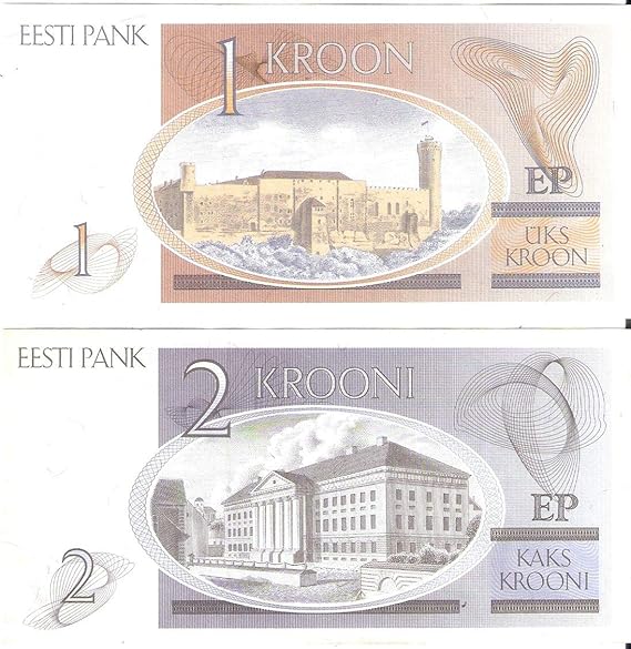 Rare Estonia Kroon 1 Krooni 2 2 Different Notes S64 Amazon In