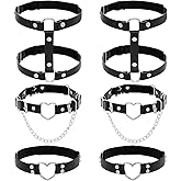 6 Pieces Adjustable Garter Belts Thigh High Heart Shaped Leg Garter Elastic Punk Gothic Adjustable Thigh Ring for Women