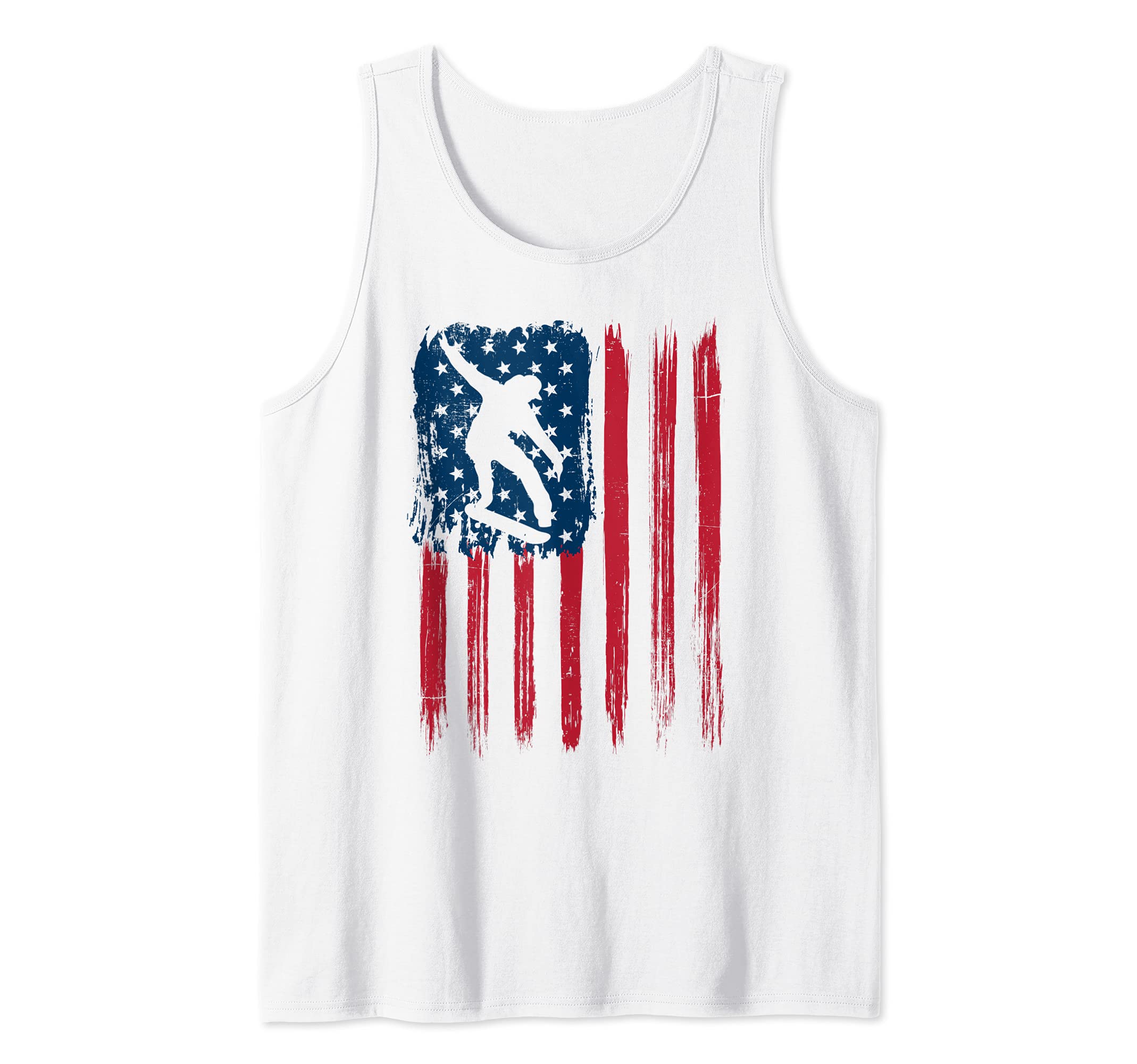 Skateboard American Flag Skate Skateboarding Skateboarder Tank Top