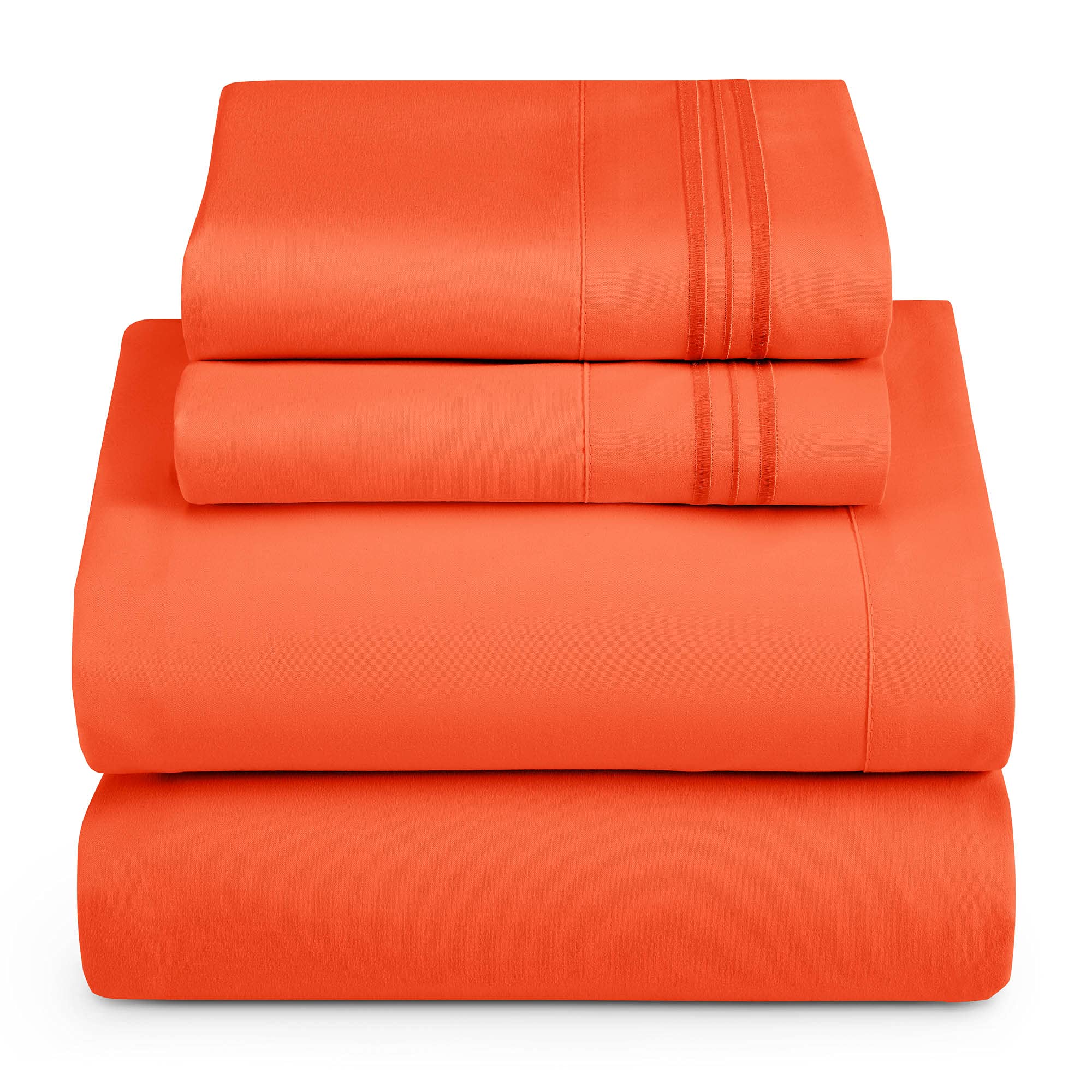 Hearth & Harbor Cal King Size Sheets - 4 Piece Bed Sheet Set, Hotel Luxury Double Brushed Bed Sheets - Extra Soft Bedding Sheets & Pillowcases, California King, Orange Rust Image