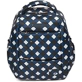 Lug Hopper Shorty Backpack for Women &ndash; Compact Travel Daypack with Multiple Pockets and Charm Bar, Water-Resistant &ndash; Gingham Navy