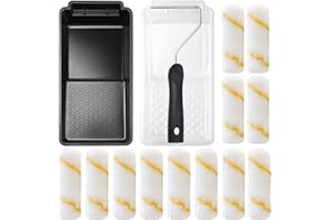 Paint Roller Kit, 15 Pack, 4 Inch Paint Rollers, Mini Paint Roller Kit, Small Paint Roller with Tray, Paint Roller Brush with