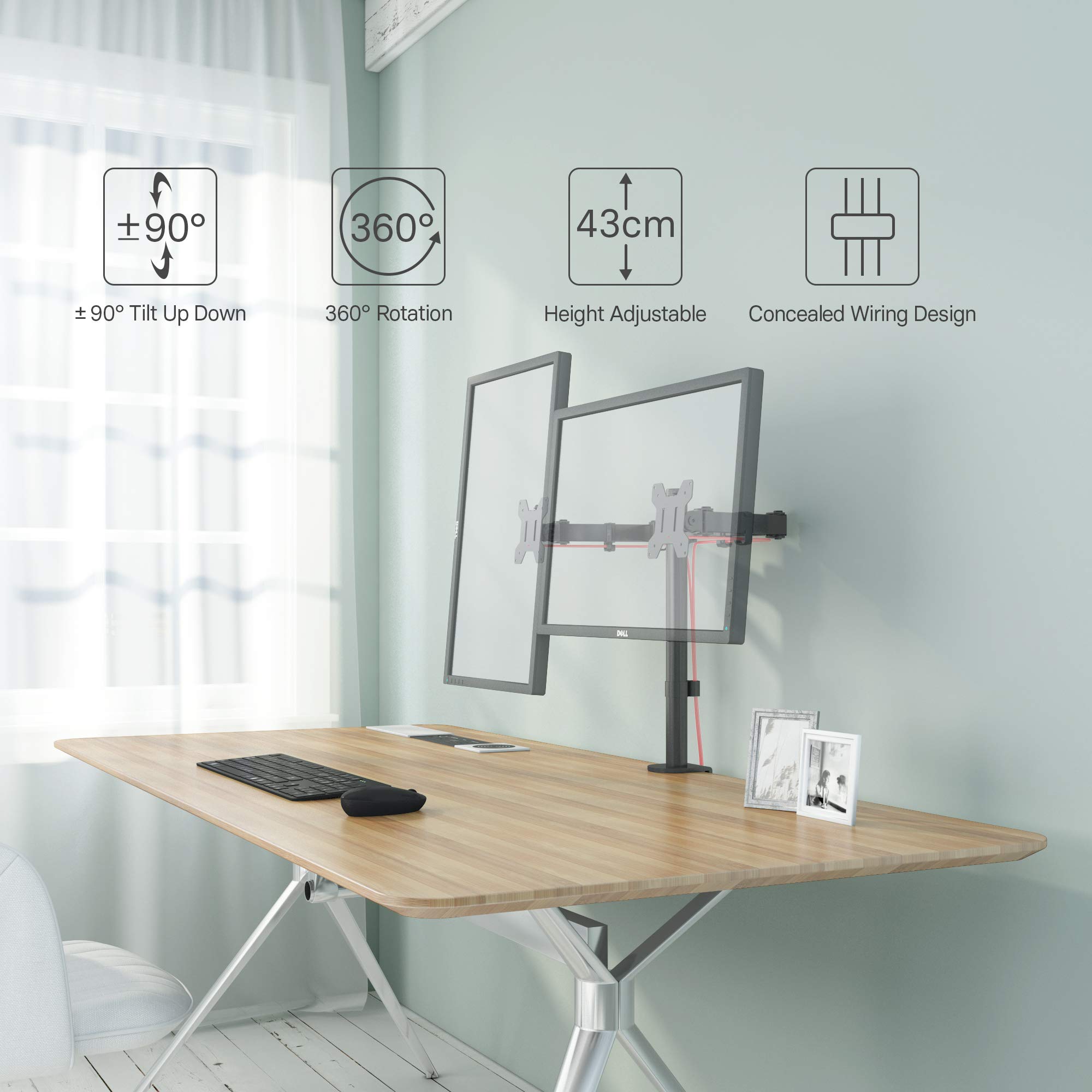 BONTEC Dual Monitor Stand for 1327 inch LCD LED PC Screens, Ergonomic