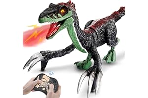 Covsen Remote Control Dinosaur Toys Kids-Jurassic Therizinosaurus Toys 3-5, Walking Dinosaur Toys Boys 4-7, RC Robot Dinosaur Toy w/ Mist Spray/Light, Christmas Stocking Stuffers Kids, Red