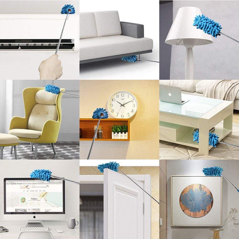 Telescopic Soft Microfiber Duster, Dusting Brush with Extendable Pole, For fragile item Car Home Office Spring Summer Cleaning (Bendable)