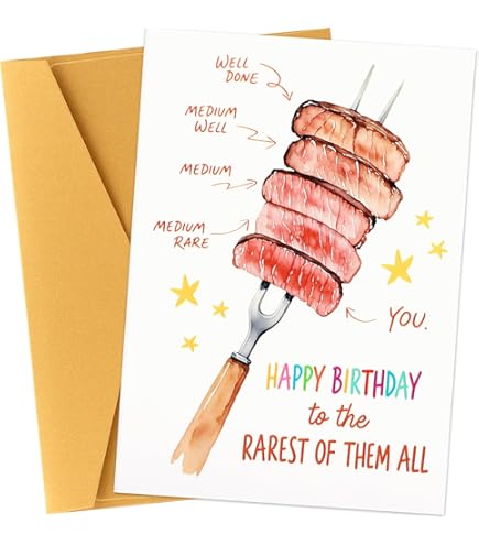Amazon.com : Funny Steak Pun Birthday Card, Humorous Birthday Card for Steak  Lovers, Valentines Day Card for Husband Boyfriend, Fathers Day Card for Dad  Grandpa, Make No Mis-Steak You're the Rarest of