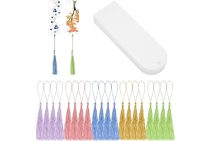 Fuguan 30 Pcs Blank Acrylic Bookmarks with Colorful Tassels, Transparent Rectangle Design for Readers, Students, Gift Tags, D