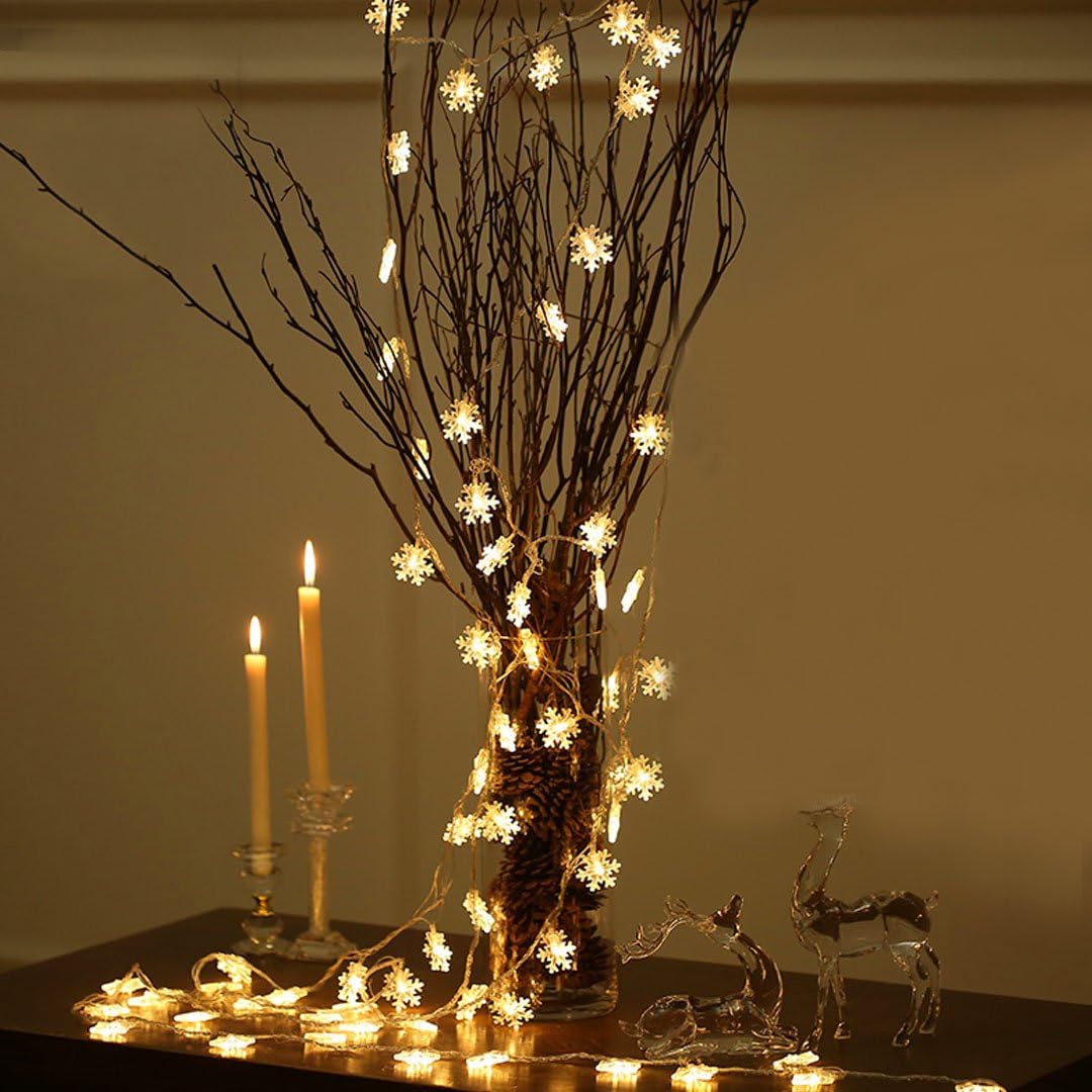 Millya 40 LED White Snowflake Battery Powered Indoor Fairy String Light, 5M - Image 4