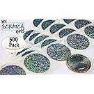 Glitter Silver 1" Round (Quarter size) Scratch Off Stickers Label, Reflects multi colored in natural light, Perfect DIY, Roll of 500 My Scratch Offs