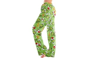 NJKHMCFTIR Christmas Pajama Pants Women Funny Holiday Loose Fit Elastic Waist Wide Leg Lounge Pants Drawstring Pj Bottoms