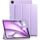 DTTO for iPad Air 13 Inch Case M3/M2 2025/2024, iPad Pro 12.9 Inch Case (6th/ 5th/ 4th/ 3rd Gen), Smart Slim Trifold Stand Soft Cover with Pencil Holder for iPad Air 13", Taro Purple