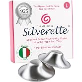 Silverette Nursing Cups, Postpartum Essentials, The Real Silverette, Large | Pure 925 Sterling Silver Nursing Cups, Nipple Shields for Breastfeeding Newborn, Silver Nipple Covers, Made in Italy, Gift