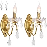 Ondersley Crystal Wall sconces Set of Two, Gold sconces Wall Set of 2, Vintage Crystal Wall Light, Candelabra Wall Sconce Lig