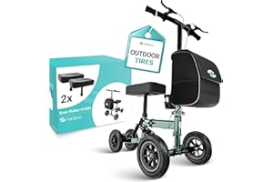 Helavo Foldable Knee Rollator - Orthopaedic Knee Rollator with Two Knee Pads and Height-Adjustable Handlebar - Perfect Replac