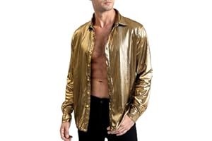 Funny World Men Sequin Shirt 70s Disco Costume