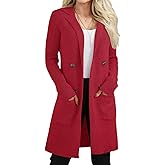 VIMPUNEC Women's Open Front Long Cardigan Sweaters Fall Casual Knit Jackets Coatigan with Pockets