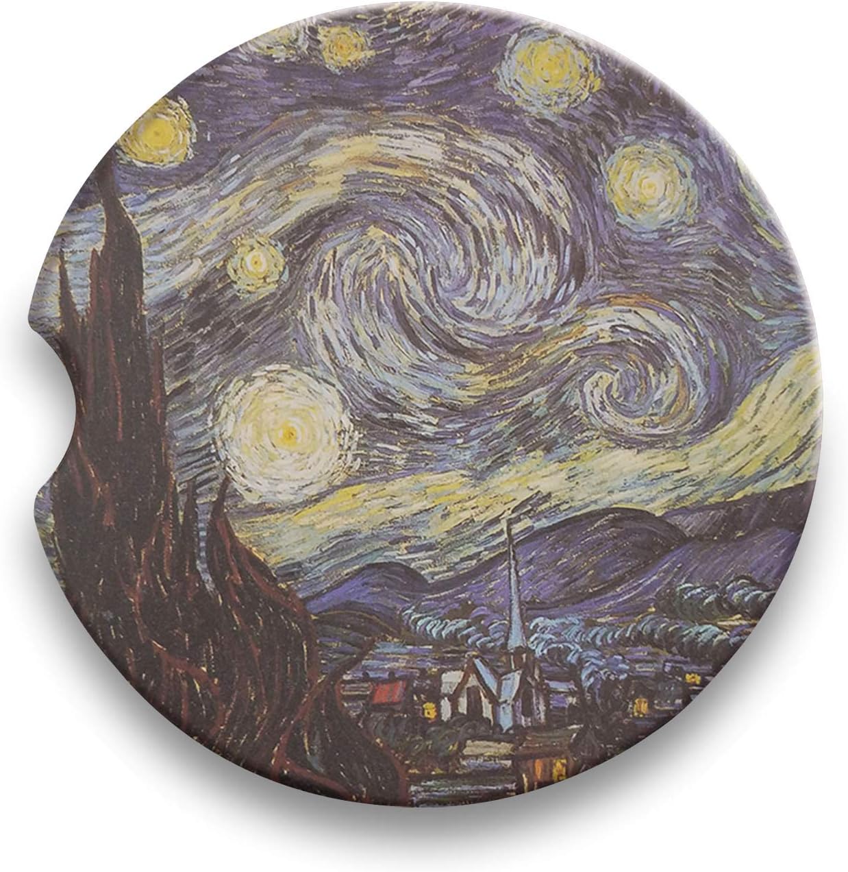 Vincent Van Gogh Car Coasters - Cup Holder - Absorbent Ceramic Set of 2 – Starry Night