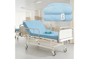 Lounsweer 2 Pack Blue Waterproof Hospital Bed Sheets 84 x 36 Inch Elastic Fitted Mattress Cover for Home Hospital Beds