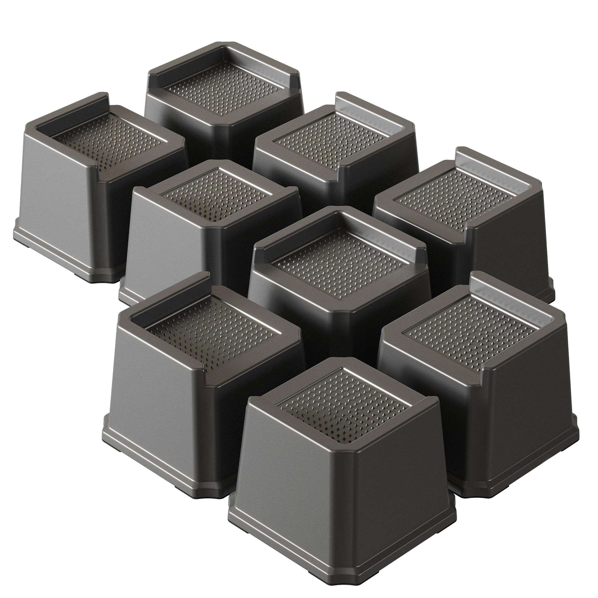 Lutown-Teen L-Shaped Bed Risers 3 Inch Heavy Duty 9 Pack Oversized Bed Furniture Elevators 1,500 lbs Lifts Up Riser for Sofa and Table, Black