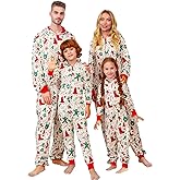 VNVNE Matching Christmas Onesie Pajamas Set for Family/Couples/Women/Men, One Piece Xmas Pjs Hooded Zipper Printed Sleepwear