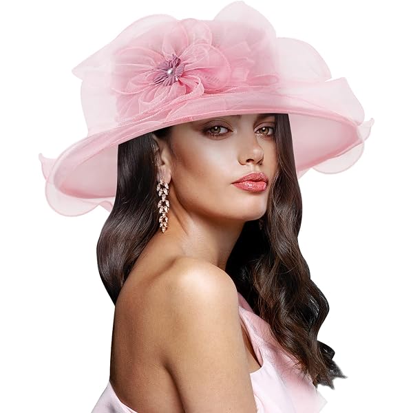 Women Organza Church Derby Hat Wide Brim Sun Hats for  display picture 1